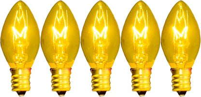 EST. LEE DISPLAY L D 1902 Outdoor Patio String Lights Bulbs & Green Hanging Cord Set Christmas Holiday Seasonal Light Bulbs & Cord Included 25FT C-9 E17 (White Wire, Yellow)