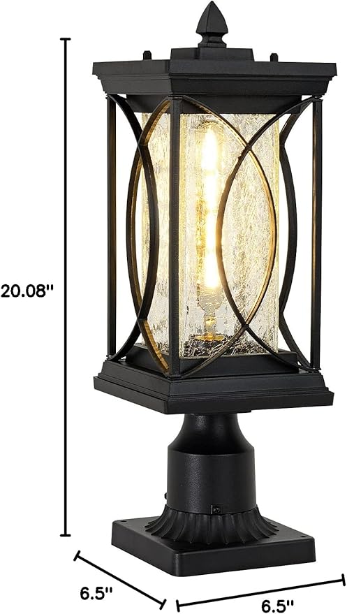 Motion Outdoor Post Lantern Dusk to Dawn Pillar Lamp with 3 Inch Pier Mount Adapter, Black Pole Light Aluminum with | Lumora