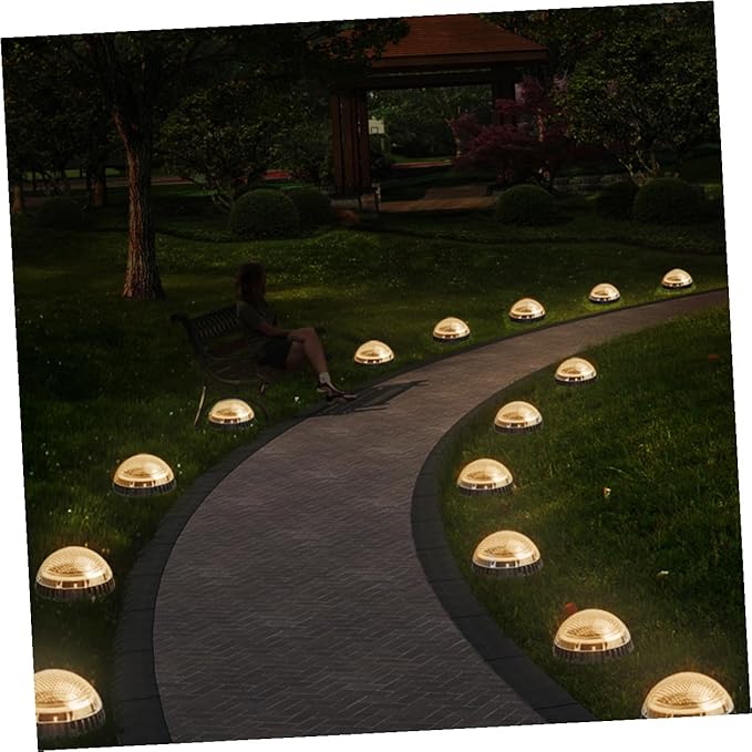 4pcs Solar-Powered LED Outdoor Ground Lights for Garden and Lawn, Warm White Disc In-ground Landscape Lighting | Lumora