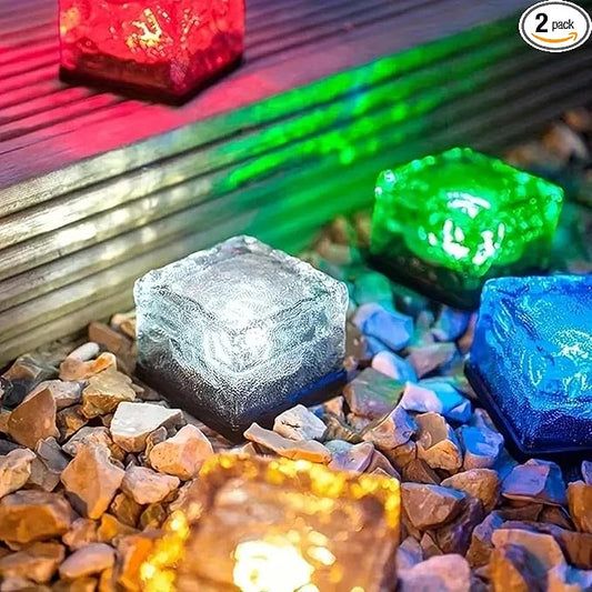 Solar Lights, Brick Lights, Outdoor Waterproof, Recessed, for Garden, Sidewalk, Path, Yard Decoration, Landscape Lighting, 2 Pack (Colored Light (4.72 inches))