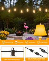 Outdoor String Lights, 50FT LED Patio Lights with 25+2 A45 Vintage Edison Shatterproof Bulbs, Waterproof | Lumora