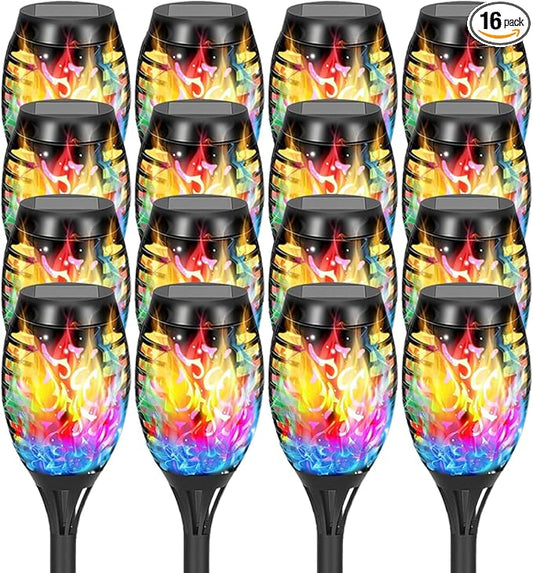 Solar Lights Outdoor, Solar Torch Lights with Flickering Flame,Waterproof Outdoor Garden Lights for Outside Patio Pathway Yard Decorations(6/8/1-/12/16/18/24, Multicolor) (16)