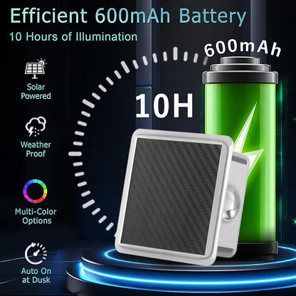 Solar Powered Outdoor Lights, IP65 Waterproof RGB & Warm White Color Changing LED Lights, Efficient Battery for Patio, Stairs, Fence, Yard, Pathway & Garden Decoration, 4-Sided Illumination