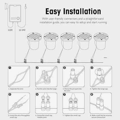 Low Voltage Landscape Lighting: 10W 2700K Warm White LED Well Lights, 12/24V Outdoor In-Ground Lights with IP67 Waterproof for Garden Yard Pathway Pavers Deck Fence, 2 Pack with Connectors