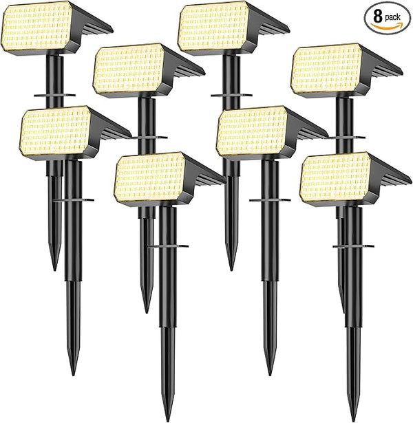 LANSOW Solar Spot Lights Outdoor Waterproof IP67, (8 Pack/90 LED/4 Modes) Solar Landscape Spotlights, 2-in-1 Solar | Lumora