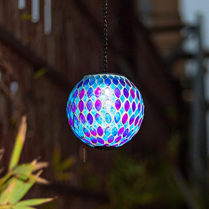 VCUTEKA Hanging Solar Lanterns Mosaic Solar Lights with Hook Up, Outdoor Garden Lights Decor for Yard Tree Fence | Lumora