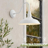 2 Pack 14in Barn Gooseneck Lights for House, White Outdoor Farmhouse Wall Light Fixture for Porch, Exterior Patio | Lumora
