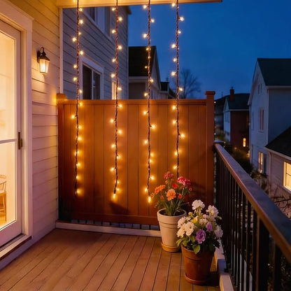 LUCKY SHINE 150 LED Warm White Christmas Lights, Commercial Grade Decorative Lighting String Brown Wire 50 FT, for Indoor Outdoor Party, Garden, Patio