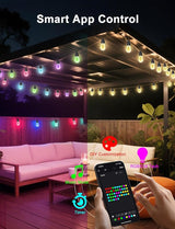 100ft String Lights for Outside, Smart RGB IC Warm White Patio Lights Outdoor Waterproof with Remote & App Control | Lumora