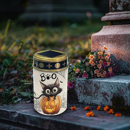 Halloween Black Cat Pumpkin Outdoor Solar Lights Solar Stake Lights Waterproof Halloween Decor Solar Walkway Lights Yard Pathway Light Solar Lantern,Wall Light Auto On/Off