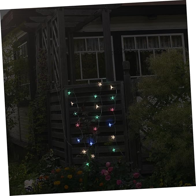 Solar Cherry Blossom String Lights LED Colorful Outdoor Decor Creative Flower Shape Solar String Lamp with Modes Energy-Saving Patio Lighting for Garden Fence Wedding Party