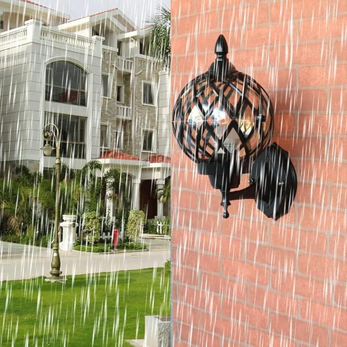 European Retro Style Outdoor Waterproof Wall Lamp,Die- AlumiExpression artistique m Light,Transparent Spherical s | Lumora