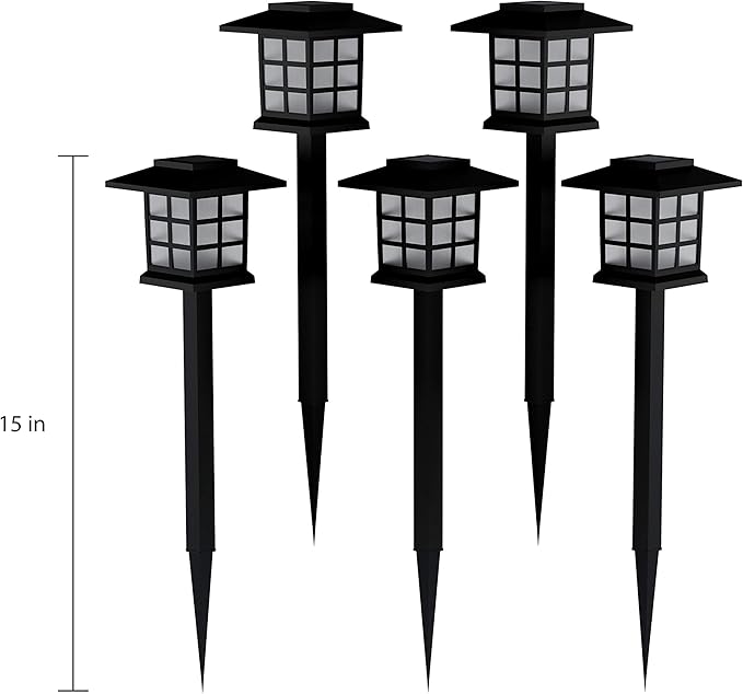 Misc Solar Pathway Coach Lights 15" Set of 6 Black