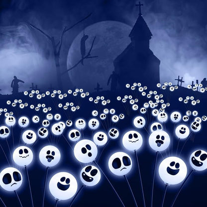 Tuanse 4 Pcs Outdoor Halloween Decorations Waterproof Halloween Solar Lights Scary Ghost Lights for Garden Yard Lawn Pathway (White)