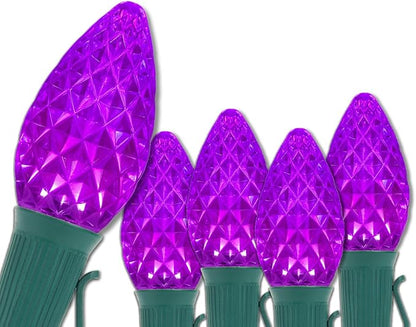 Wintergreen Lighting 25 C7 OptiCore Purple Commercial Christmas Lights LED Heavy Duty Halloween Decorations; 18-Gauge Green Wire (25 ft)