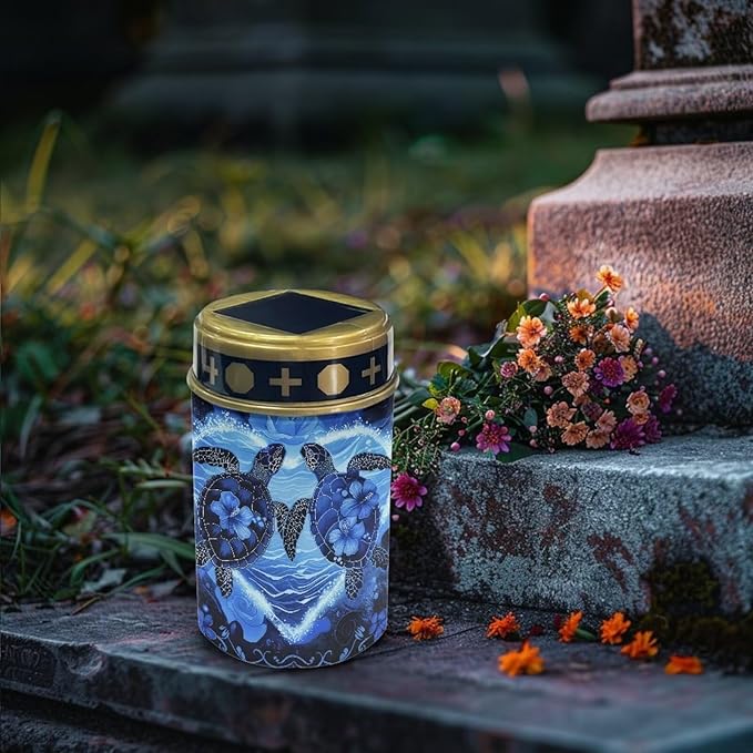 Turtle Floral Solar Garden Stake Lights,Solar Cemetery for Grave Outdoor Lights, Sympathy Memorial Gifts for Grandmother, for Garden Yard Lawn Patio Decor