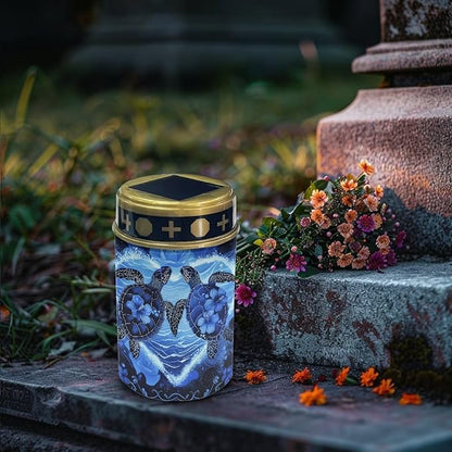Turtle Floral Solar Garden Stake Lights,Solar Cemetery for Grave Outdoor Lights, Sympathy Memorial Gifts for Grandmother, for Garden Yard Lawn Patio Decor