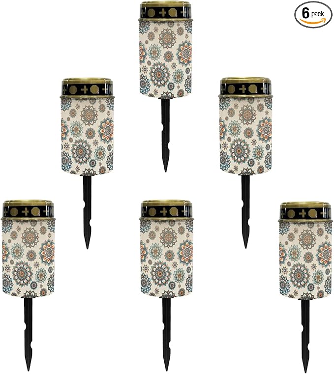 Bohemian Boho Floral Solar Garden Lights Fairy Lights Solar-Powered Lights for Outside,Led Solar-Lantern Flameless Solar Stake Lights Warm White Solar Pathway Lights Landscape Lighting