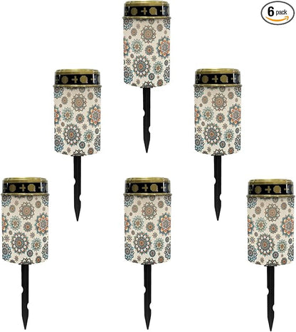 Bohemian Boho Floral Solar Garden Lights Fairy Lights Solar-Powered Lights for Outside,Led Solar-Lantern Flameless Solar Stake Lights Warm White Solar Pathway Lights Landscape Lighting