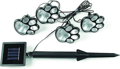 IdeaWorks JB7356 Dog Paw Solar Lights Outdoor Panels - Bright Energy Efficient and Perfect for your Garden - 4 pc Set, Black