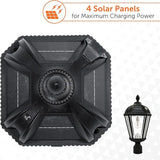 Gama Sonic Outdoor Solar Post Light, Black Aluminum, Royal Bulb, Rain Water Glass, Single Lamp with 3-inch Fitter | Lumora
