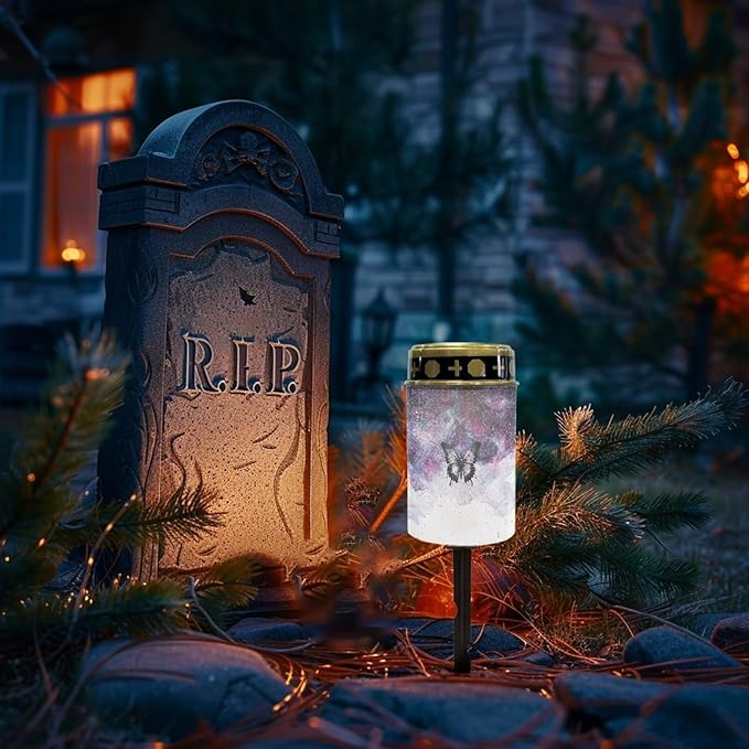 Butterfly Galaxy Sky Solar Outdoor Lights Eternal Light Solar Garden Stake Lights Landscape Lighting Driveway Markers Solar Pathway Lights for Cemetery Grave Decorations Memorial Gift