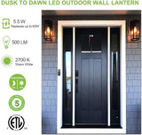 hykolity Large Size Dusk to Dawn Outdoor Wall Lanterns, 18 Inch Outdoor Wall Light Fixtures, Matte Black Porch | Lumora