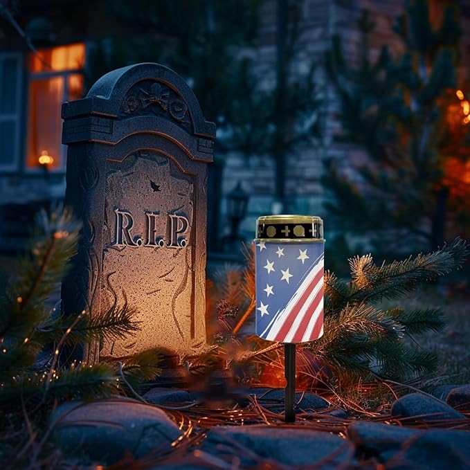 Classic American Flag Solar Lights Outdoor Garden, Waterproof Solar Powered Stake Lights, Christmas Birthday Gifts | Lumora