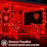 QITONG Red Valentine Solar String Lights, 2 Pack Each 66ft 200 LED Christmas Lights Outdoor Waterproof, 8 Modes | Lumora