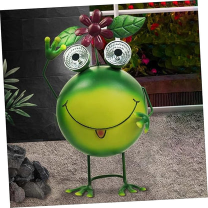 SUPVOX Solar Frog Garden Light Outdoor Decoration High-Efficiency Solar Pathway Lamp with Wrought Iron Design for Lawn Patio and Landscape Lighting