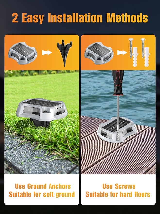 Solar Driveway Lights Solar Dock Lights 9 Colors in 12 Pack, Waterproof IP68, Outdoor, for Driveway Markers, Marine | Lumora