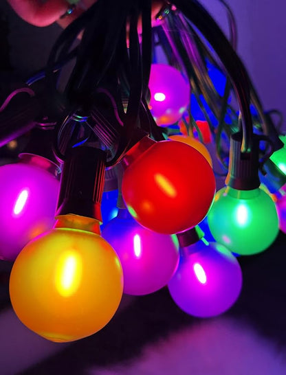 25Ft LED Christmas Outdoor String Lights, G40 Globe Lights with 27 0.6W Multicolor Bulbs, Vintage Christmas Lights for Holiday Party Backyard Wedding Garden Patio Porch Decor, Green Wire