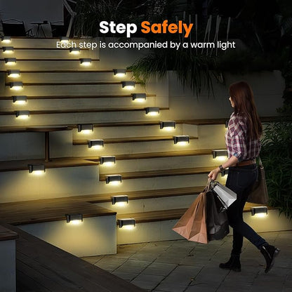 Solar Deck Lights, 16 Pack LED Waterproof Outdoor Lights for Stairs, Steps, Fence, Railing, Pathway (16)