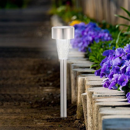 Veemoon Solar Stake Lamp Outdoor Garden Light for Lawn and Yard, White LED Solar Pathway Light with Ground Spike, Solar-Powered Landscape Lighting for Patio and Garden