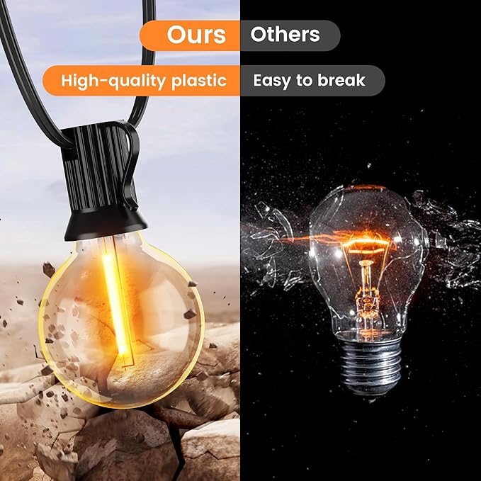 OHLUX 30FT Solar Globe String Lights Outdoor,Waterproof Solar G40 Patio Lights With Remote, 17 Shatterproof LED Filament Bulbs, 2200K Soft White,Dimmable Outside Edison Hanging Light for Backyard Deck