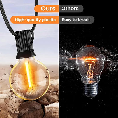 OHLUX 30FT Solar Globe String Lights Outdoor,Waterproof Solar G40 Patio Lights With Remote, 17 Shatterproof LED Filament Bulbs, 2200K Soft White,Dimmable Outside Edison Hanging Light for Backyard Deck