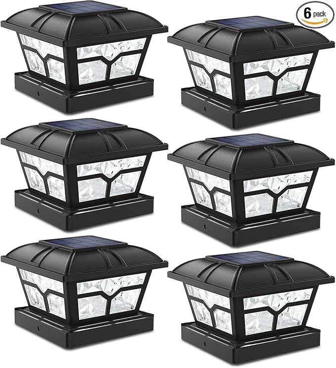 SIEDiNLAR Solar Post Cap Lights Outdoor 2 Color Modes 8 LEDs for 4x4 5x5 6x6 Posts Fence Patio Deck Decoration Warm | Lumora