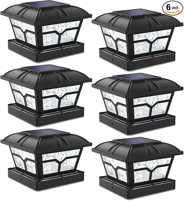 SIEDiNLAR Solar Post Cap Lights Outdoor 2 Color Modes 8 LEDs for 4x4 5x5 6x6 Posts Fence Patio Deck Decoration Warm | Lumora
