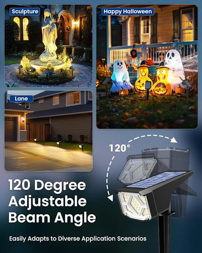 SOLPEX Solar Spot Lights Outdoor Waterproof IP65, Landscape Spotlights Outdoor, Compact Design Spot Lights, Solar Powered Flood Lights for Garden Yard Pathway House Tree Outside, 10 Pack, Warm White