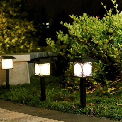 Solar Lawn Lamp Outdoor LED Ground Stake Light Waterproof Decorative Solar Garden Pathway Lighting 2pcs White Light for Yard Lawn Patio