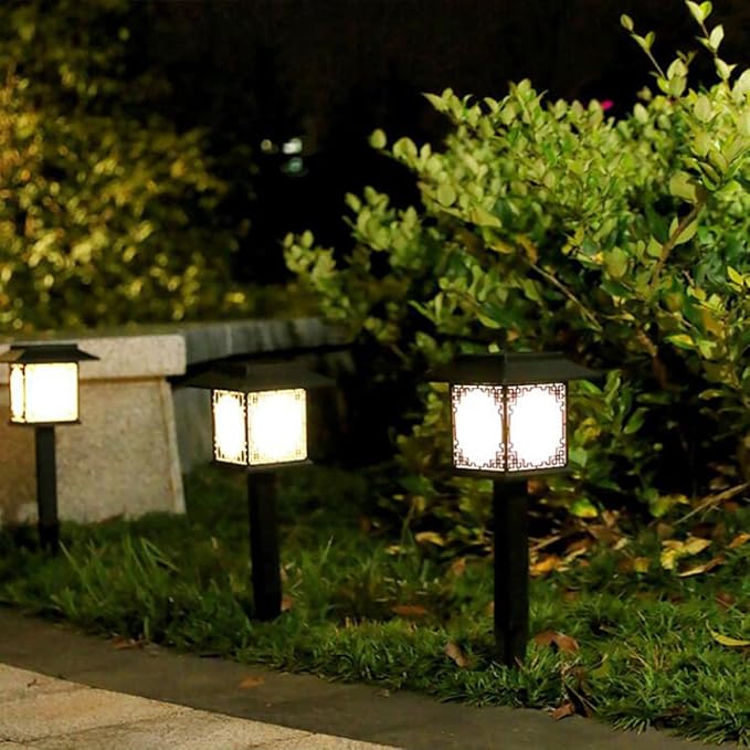 Lurrose Solar LED Ground Inserted Yard Lights, Waterproof Outdoor Landscape Pathway Lamps with White Light, 2pcs Solar Lawn Decorative Lighting for Garden and Patio