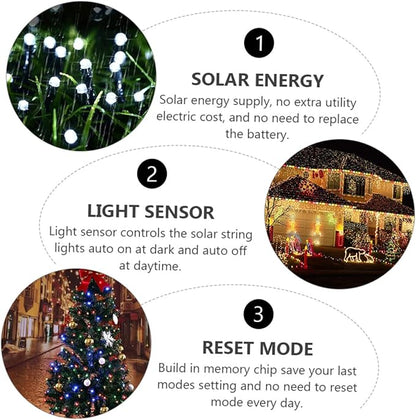 2 Sets Solar LED String Lights Outdoor LED Multi-hue Garden Solar Powered Fairy Lights for Trees Patio Decorations