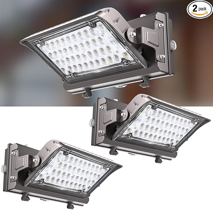 Lightdot 2Pack 150W LED Wall Pack Lights, 360° Adjustable Panel with Dusk to Dawn Photocell, 22500Lm 5000K, IP65 Waterproof & Advanced Heat Dissipation Outdoor Security Lighting(Height:10~20ft)