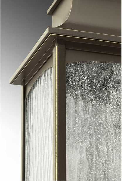 Progress Lighting Maison Collection 1-Light Water Seeded Glass Farmhouse Outdoor Small Wall Lantern Light Oil Rubbed Bronze