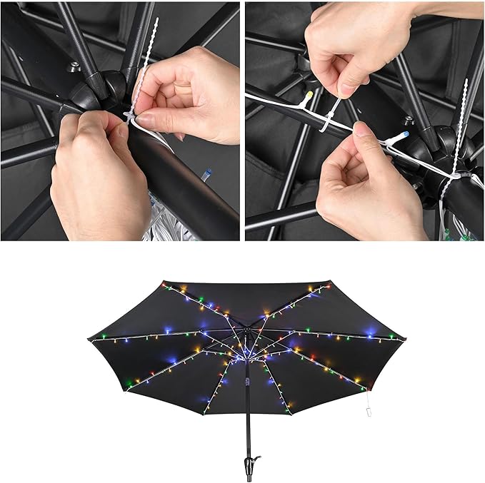 Yescom Battery String Light Fit 8-Rib 8/9/10 Ft 128 LED 8 Mode with Timer Outdoor Party Camping Tents Multic Color