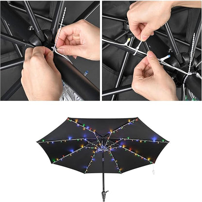 Yescom Battery String Light Fit 8-Rib 8/9/10 Ft 128 LED 8 Mode with Timer Outdoor Party Camping Tents Multic Color