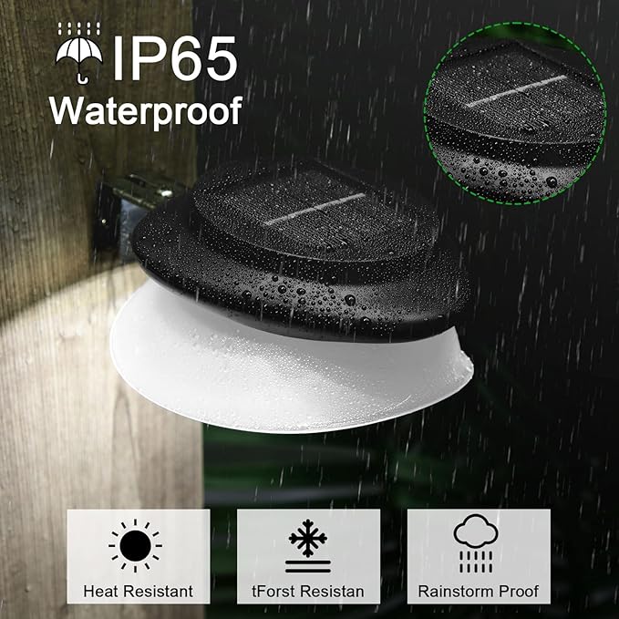 Yinder 12 Pieces Solar Gutter Lights Outdoor 9 LED Waterproof Gutter Solar Lighting Deck Fence Lamps White Lamps for Garden Backyard Pathway Roof Yard Utility Patio Wall (Black)