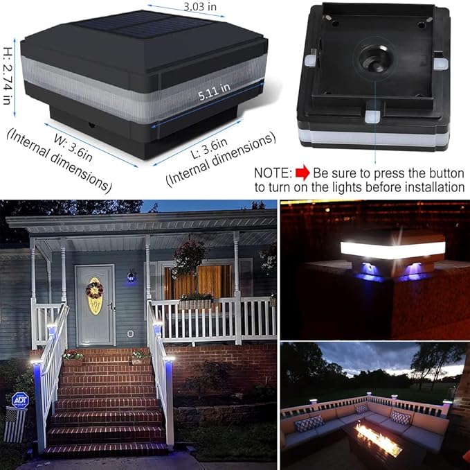 Sumaote Solar Post Cap Light, 52 LEDs 160 Lumen Outdoor Solar Post Light Fits 4x4 5x5 6x6 Wooden Posts IP65 Deck | Lumora