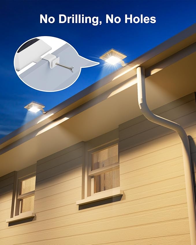 8 Pack Solar Powered Gutter Lights Outdoor Decorative Waterproof 12 LEDs Yard Lamp for Fence, Railing, Outside | Lumora