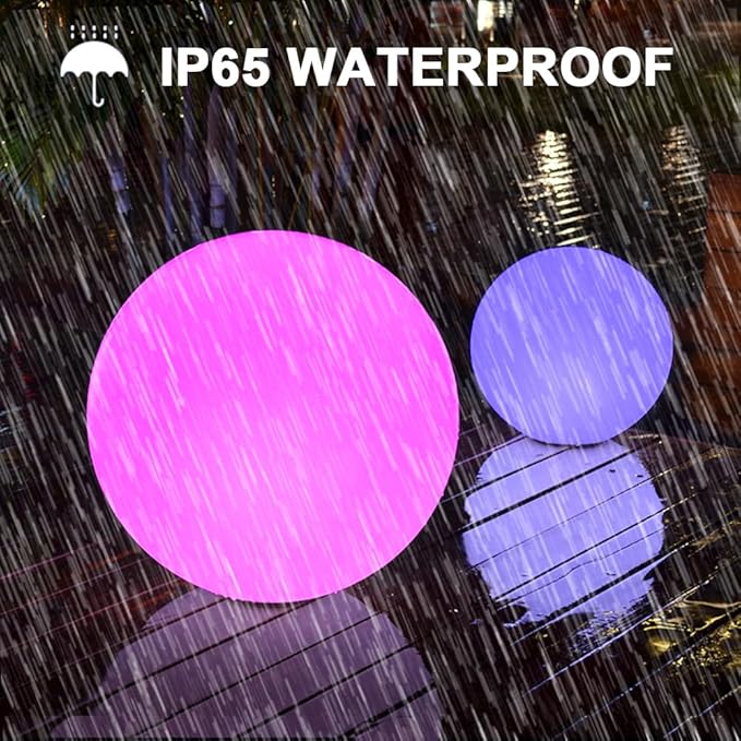 16-inch LED Globe Orb Light, Rechargeable Glowing Ball Light w/Remote, Dimmable RGB Color - Outdoor Wall Light | Lumora